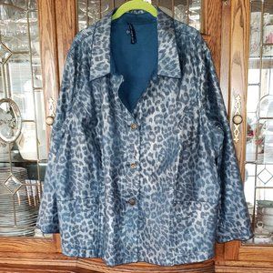 Susan Graver Style,  3x,  Reversable Dress Jacket,  Silver Blue / Dark Teal